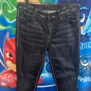 Black with fuchsia stitching TR jeans